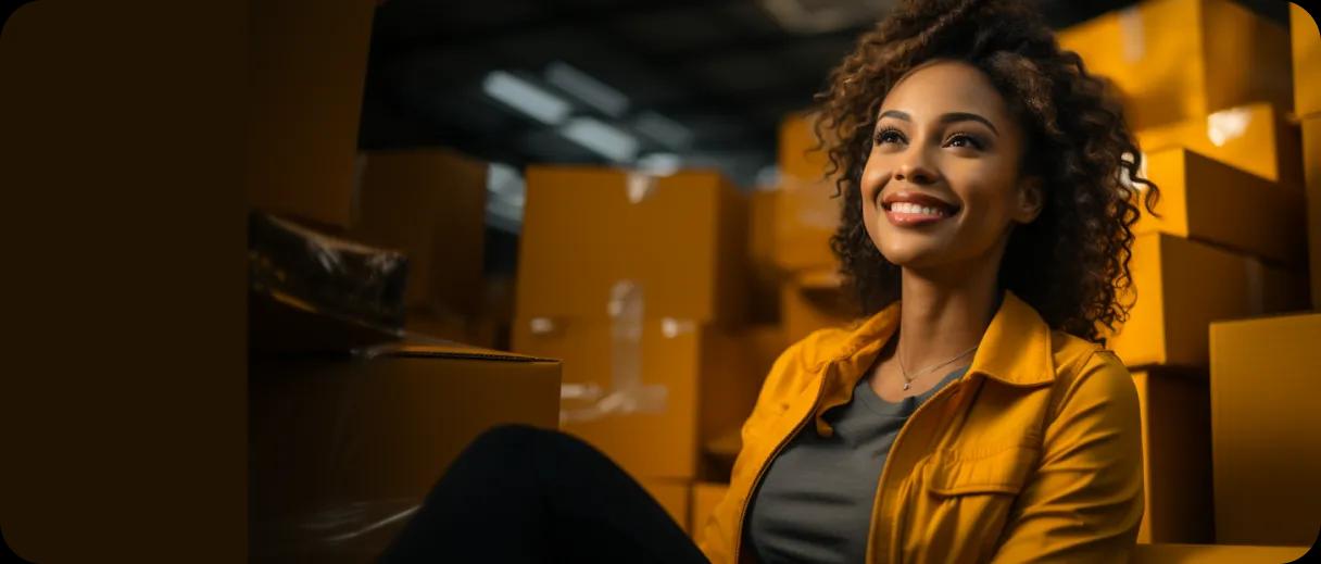 Woman in a warehouse